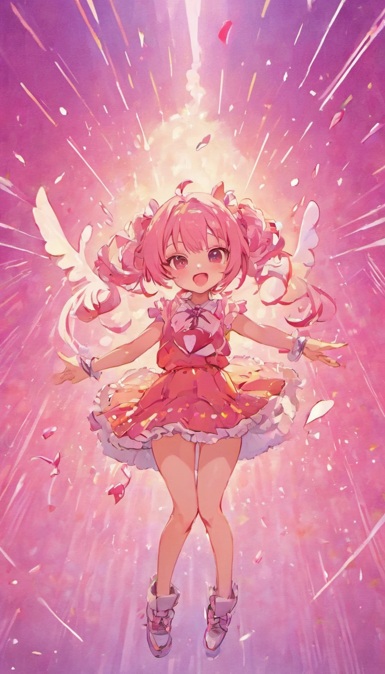 happy birthday NON、Pink text、a girl、white backgrounid、Hip-pop style illustration style、