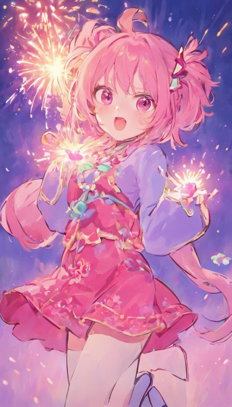happy birthday NON、Pink text、a girl、Hip-hop style、white backgrounid、Pop style illustration style、