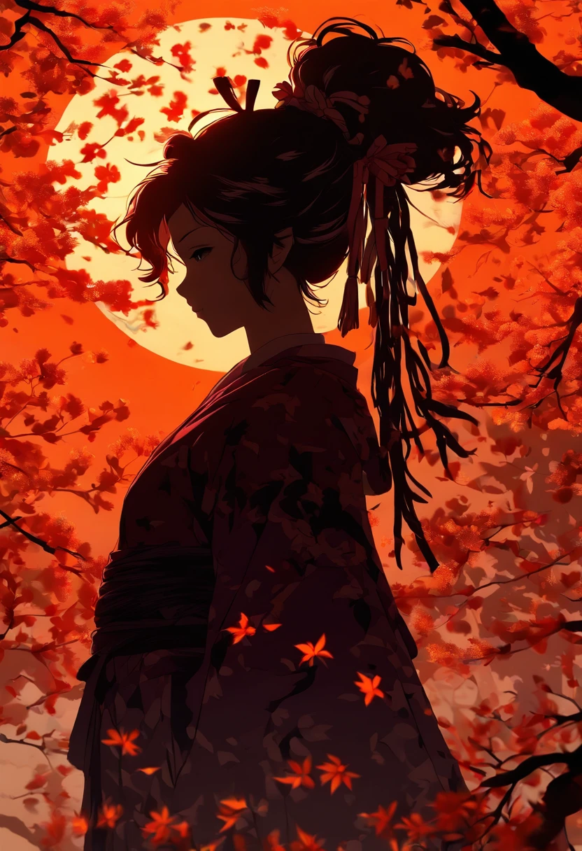 (Silhouette art, incision:1.6) (((arte em papel cortado, A world where only black exists:1.3), （1个Giant Breast Girl, Long ponytail hair, The right hand held a sword pointed at a boy）, (Boy: Ancient Chinese warrior, hair-bun, Hanfu, ）（（ profile:1.2）), White, Clear and beautiful face, Full moon background(Pear blossom tree, Fallen leaves fall, ) Atmospheric perspective, Award-Awarded, vanishing point, Wide shot, Masterpiece, ccurate, Anatomically correct, High details, Best quality, 8K, UHD