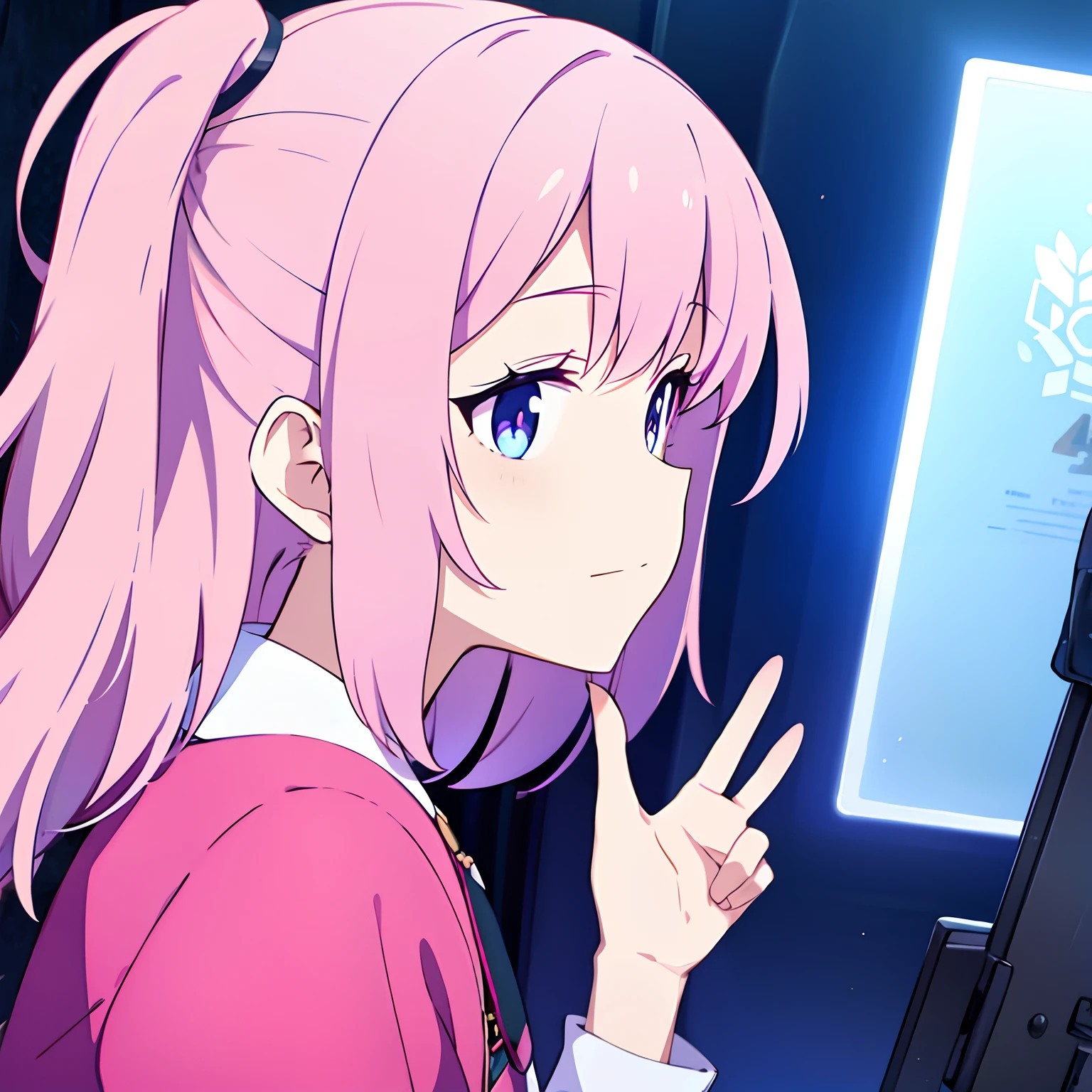 Side face of pink hair girl
