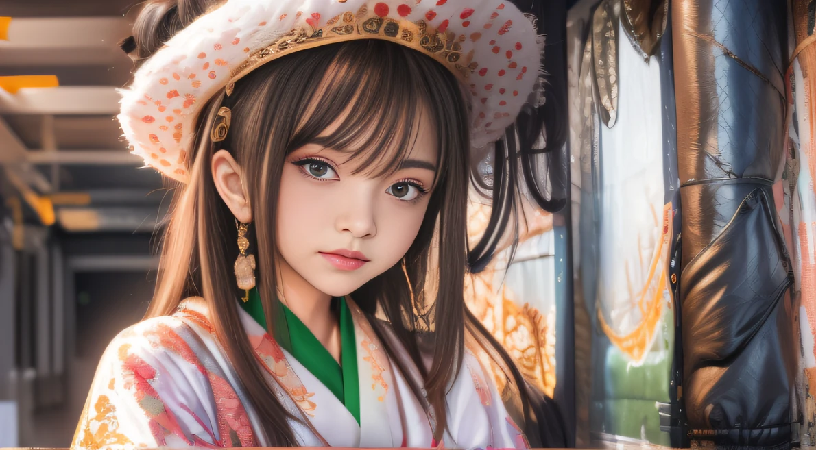 16k, RAW photo, Top quality，A half body，Lateral face，Look up at the perspective, Masterpiece（hyper HD）brunette color hair，15-year-old Hanfu girl，Uniform skirts，Crocodile leather boxing holster，Coarse linen cape，Soft lips，Glossy lips，The girl has fair and tender skin，Soft hair like slippery silk，Sparkling，Almost reluctant to look away。But you know，She wears a sun dress！Imagine that，She just wore a nightdress to go shopping in the bustling Sanlitun，One can't help but want to take a closer look。Take a closer look, desi，Her nightdress is quite fashionable，The skirt flutters in the wind，It's like adding a touch of energy to the whole street，[Wild anime] Hypnotic cool tsundere sister、An anime，Get your place with cowgirl，Makes you shake and vulgar，Lip zoom camera，head portrait，Head down and sleepy-eyed，looking at the viewer only"， best qualtiy， hyper HD， （realisticlying：1.4），， A high resolution， the detail， RAW photogr， Sharp Re， Nikon D850 Film Stock Photo by Jefferies Lee 4 Kodak Portra 400 Camera F1.6 shots, Rich colors, ultra-realistic vivid textures, Dramatic lighting, Unreal Engine Art Station Trend, cinestir 800，