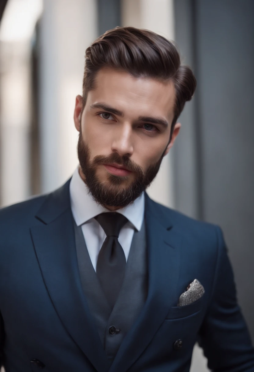 Gorgeous man in suit , Beautiful beard , Sexy Man Executive, Terno Preto