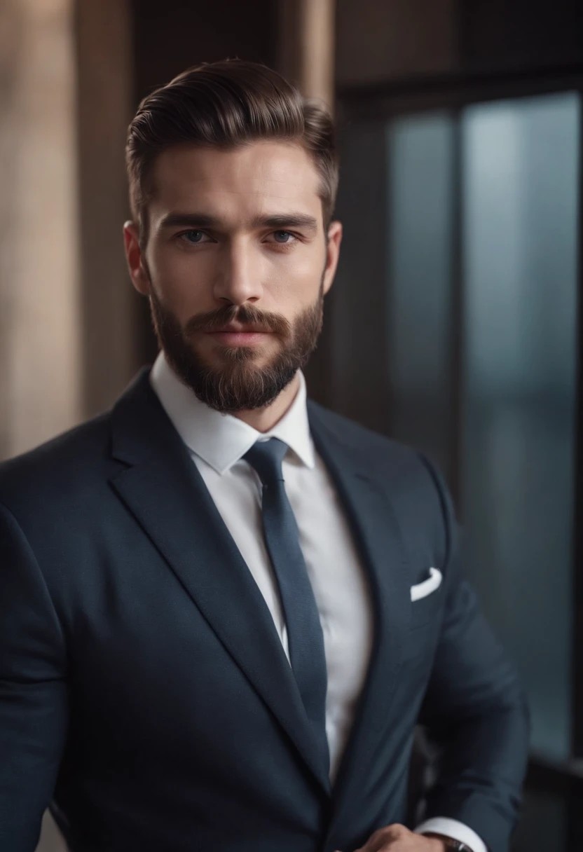Gorgeous man in suit , Beautiful beard , Sexy Man Executive, Terno Preto