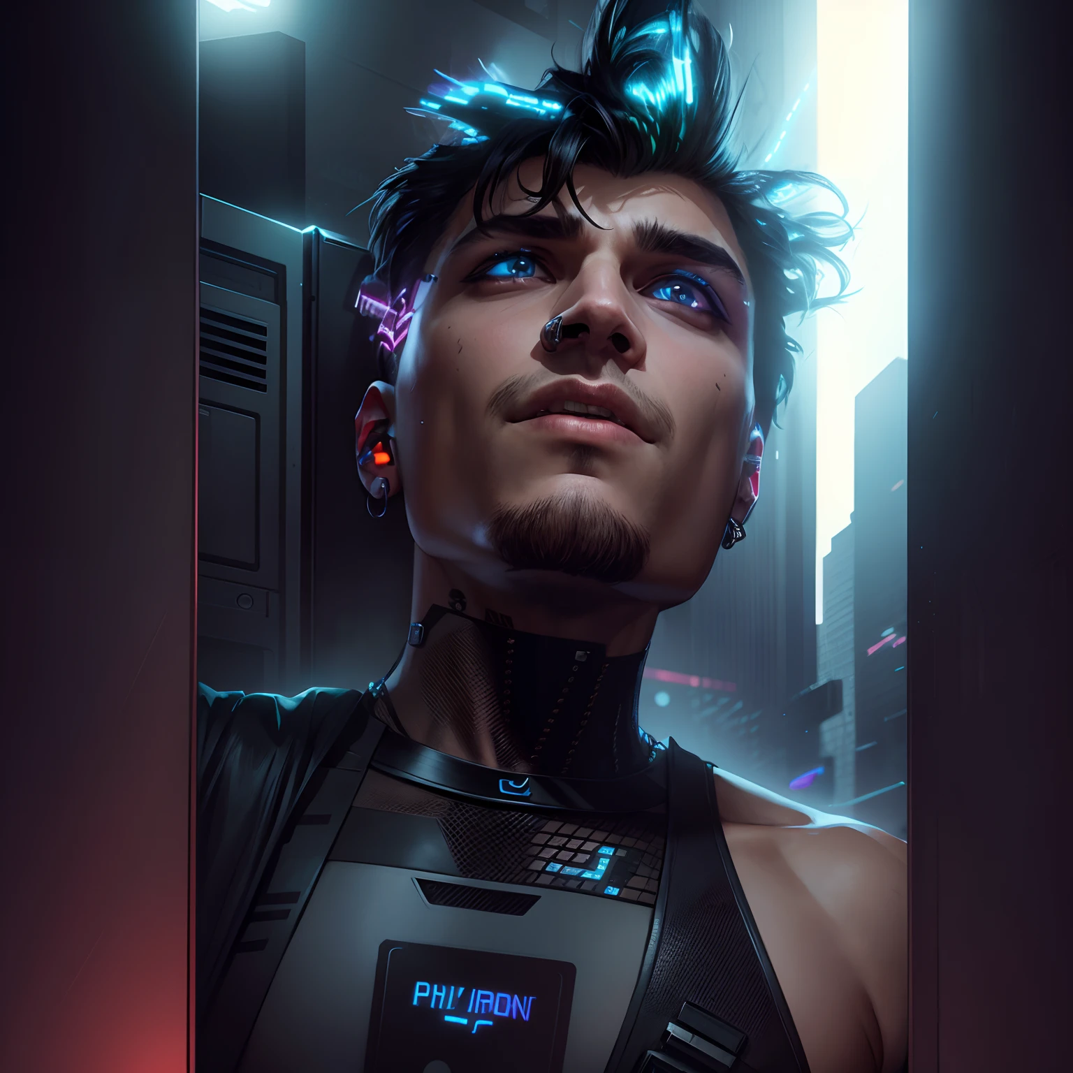 Change background cyberpunk handsome boy, realistic face, 8k, ultra realistic