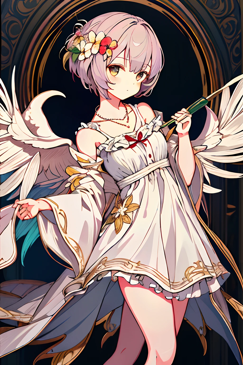 {{Masterpiece}}, Best Quality, Very detailed, Extremely detailed CG unity 8k wallpaper, illustrations, 1Girl, one-piece, necklaces, hair flower, ayanami rei
