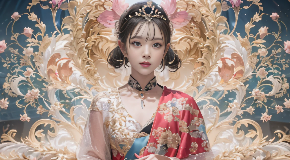 32K(tmasterpiece,k hd,hyper HD,32K)Ball-tipped curls,Flowing bubbles,ponds,zydink, a color, Asian people (water sphere), (Colorful bubbles), Combat posture, looking at the ground, Large rolls of rouge bubbles, Flowing rouge curls,Crystal tiara, Chinese long-sleeved black gold garment, (Abstract water splash:1.2), Pink peony flower background,Buble(realisticlying:1.4),Rouge hair,The day is in full swing,The background is pure, A high resolution, the detail, RAW photogr, Sharp Re, Nikon D850 Film Stock Photo by Jefferies Lee 4 Kodak Portra 400 Camera F1.6 shots, Rich colors, ultra-realistic vivid textures, Dramatic lighting, Unreal Engine Art Station Trend, cinestir 800,Large roll bubbles,Flowing bubbles