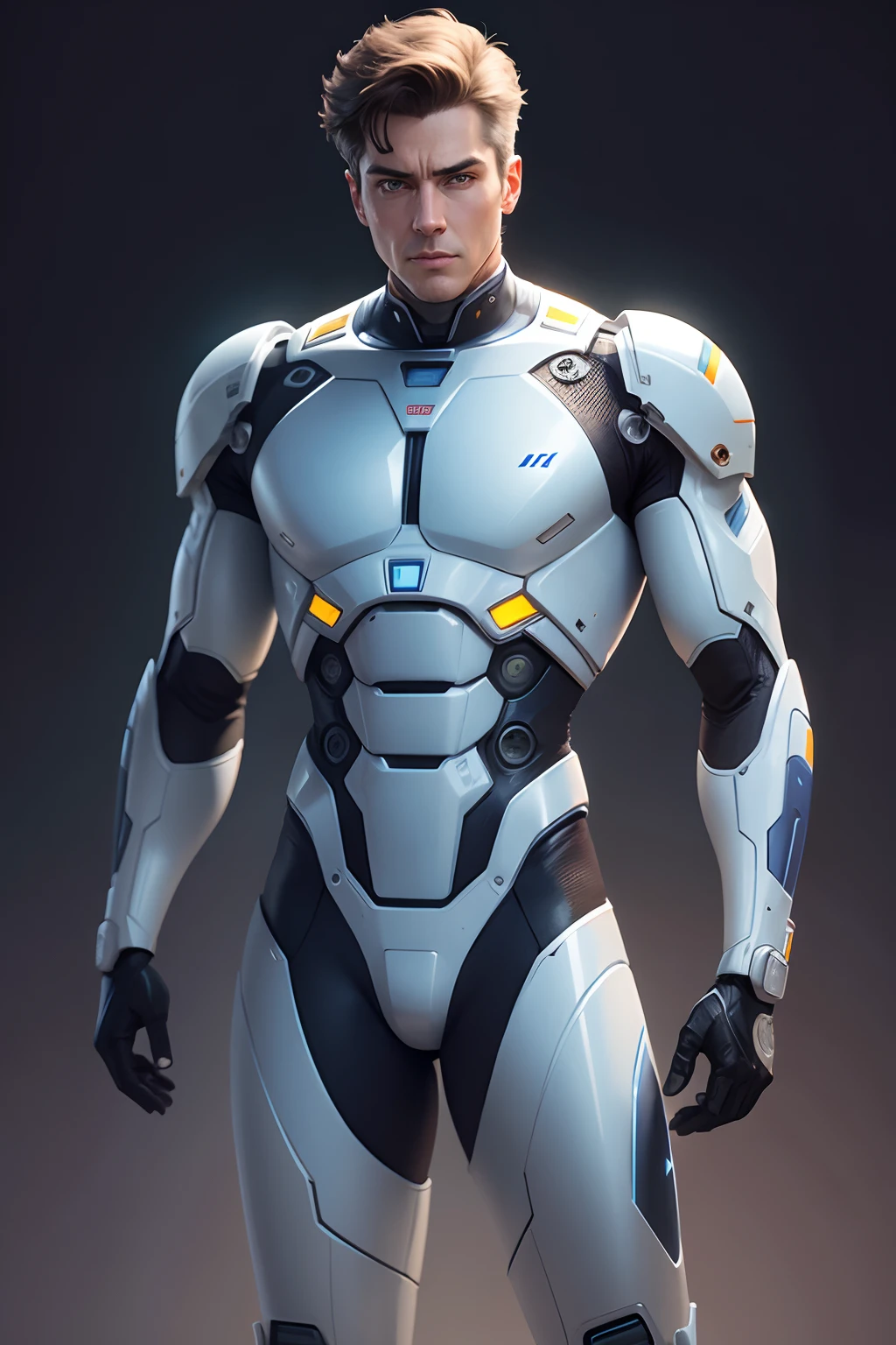 scifi man with robotic limp parts