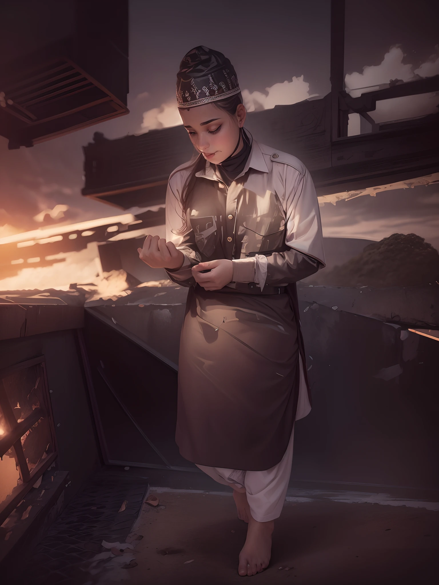 Change back ground and side in Muslim girl ultra HD 8k photo real