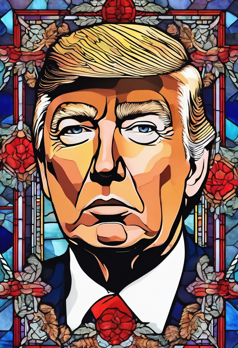 Portrait of Donald Trump" never surrender" flag