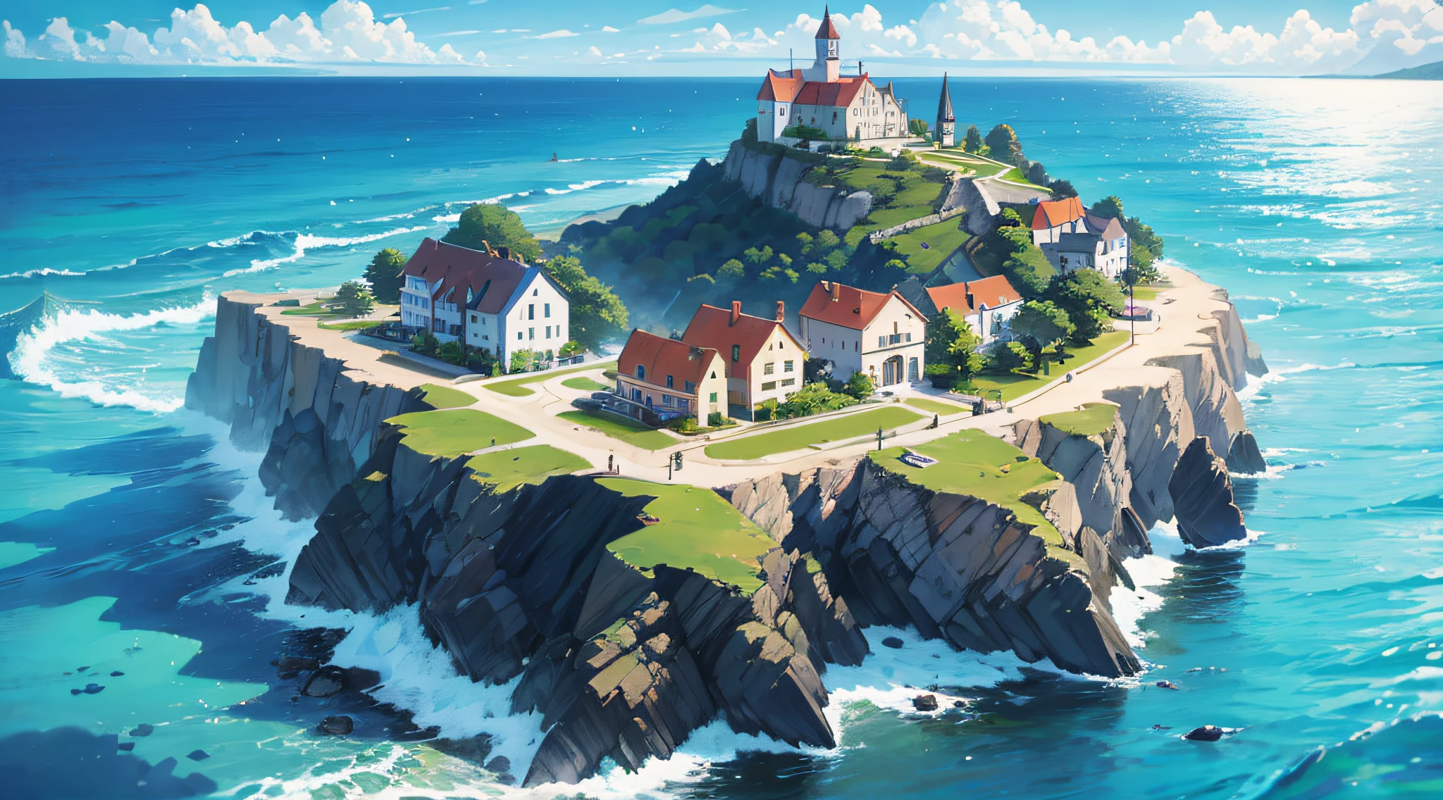 a little village on the coast, light, summer, joy