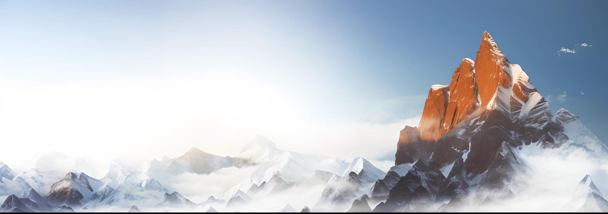There is a mountain in the middle of the clouds，There is a very high mountain, Snowy mountain background, mountain scene, mountain range in background, icy mountains in the background, mountains background, ice mountain, Mountain background, mountains in fog background, beatiful mountain background, tall mountains in the horizon, icy mountains in the background, mountains on the background, mountain in background