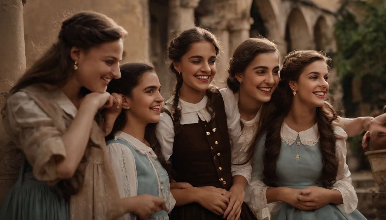 A Glimpse into the Past
Step into the past and witness a thrilling scene in the courtyard of an old school. Three young women and four young men, com idades entre 17 e 19 anos, get together for a group photo. The atmosphere is full of nostalgia, evoking a sense of innocence and pure happiness. This image captures their genuine joy, preserving a precious memory of carefree youth and the bonds of friendship.