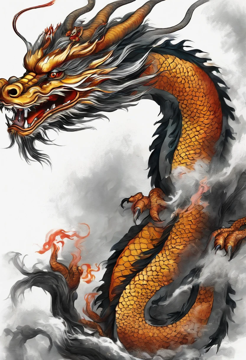 ink wash style,chinesedragon,Five-clawed dragon,Chinese style