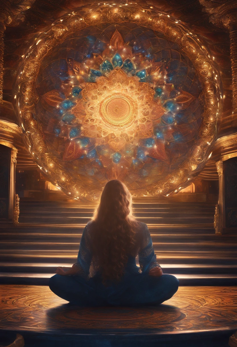 mandalas, Meditation and the spiritual world, Deities々Shine, Space Neural Networks，Very beautiful digital art, 4K highly detailed digital art, softly swirling magical energy，Magic Swirl，dreamlikeart, intricate ornate anime cgi style, Christmas ornament