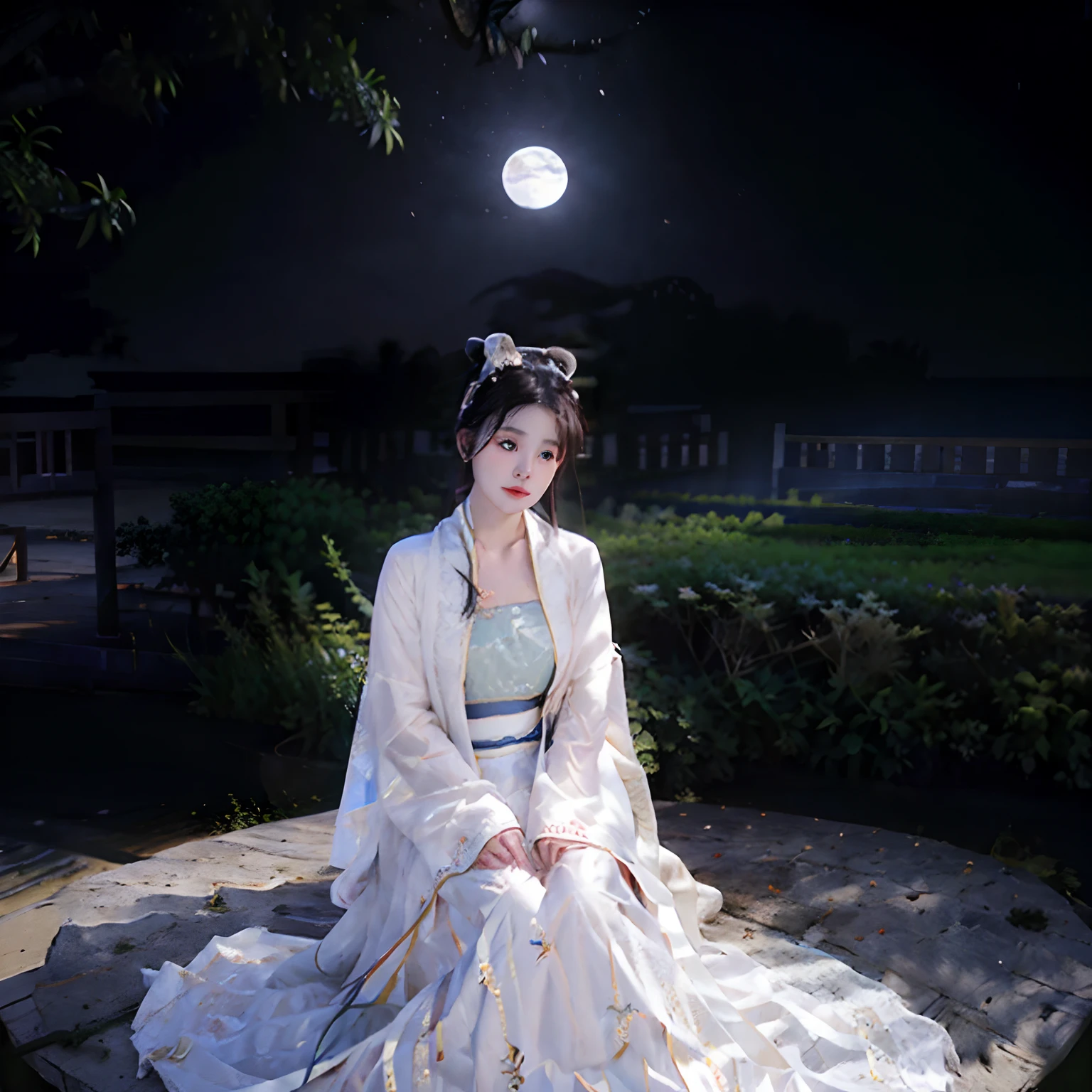 Chang'e,Moon,themoon,rays of moonlight,big breasts beautiful,delicated,the detail,Extreme,复杂,Brilliant --ar 2:4 --s 100 --niji 5 --Expressive style,palaces,the white rabbit,Long sleeves floating,Palace costume,Classical beauty,Looking at you,Bigchest,Realiy