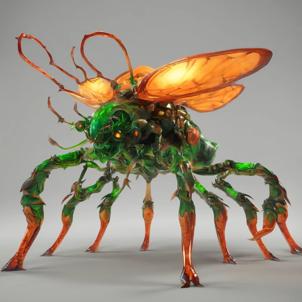 Close-up of a green bug with a huge scythe and many legs, zerg, Zerg StarCraft, A scene from the《StarCraft》, space insect android, insect like, Shogoth, changelingcore, Creature - Mecha face, Swarms of mutant organisms, zerg hydralisk, detailed maw, Alien biological weapons, nanotech demonic monster horror, detailed hot maw, Alien hive，Poisonous luminous bugs，