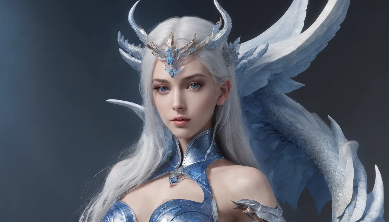 Luna Freya Knox Frey,Highest image quality,Outstanding details,超高分辨率,(Fidelity:1.4), Favor the details,closeup cleavage,Ride a dragon,High-tech dragon knight mech,He has a delicate and beautiful face,((Blue-white flying semi-mechanical fuselage:1.8)),Raised sexy,frontage,Cidade futuristica,Snow,themoon,mechanically aesthetic,Virtual Engine 5,Perfect detail rendering,rendering by octane,hyper HD