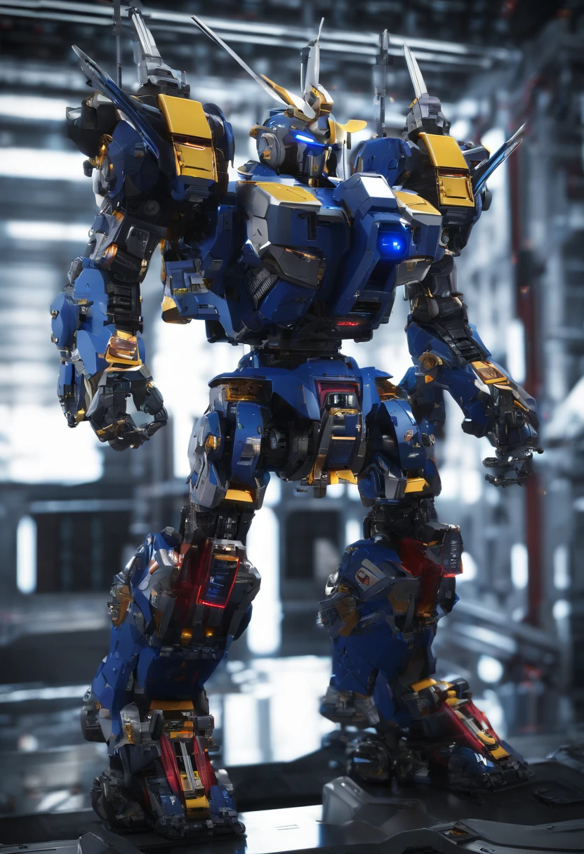 Gundam mecha , science fiction, front view, Sense of technology, C4D, Oc renderer, unreal engine, high detail, industrial design, 8k HD, studio light, retro