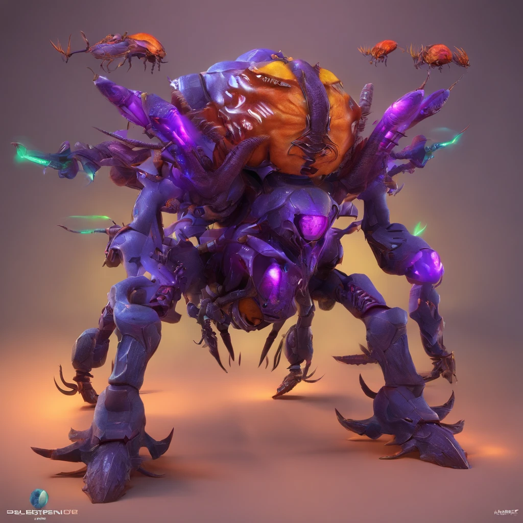 Purple bugs with heavy shells，huge tusks，Stout arthropods，Multiple eyes，Thick casing，Thunder beast image，Habaren Nash，zerg, Zerg StarCraft, A scene from the《StarCraft》, space insect android, insect like, Shogoth, changelingcore, Zerg creatures，Swarms of mutant organisms, zerg hydralisk, detailed maw, alien creatures, nanotech demonic monster horror, detailed hot maw, Alien hive，Poisonous luminous bugs，