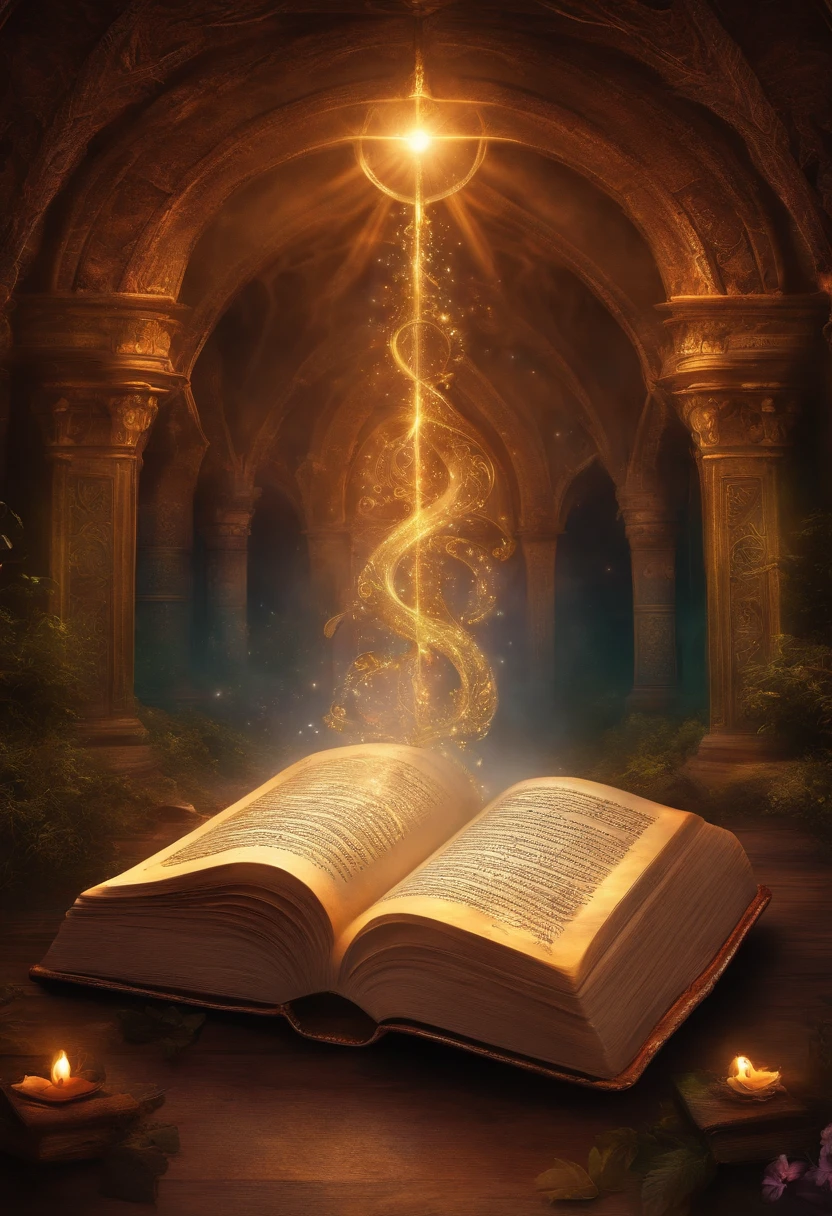 Open book, There is no content or text on the page,Enchanting magical symbol, mystical aura, Vibrant colors, Glowing runes, Ethereal atmosphere, fantasy book, Intricate details, Soft lighting, a whimsical illustration, surreal scene, Attractive glyphs