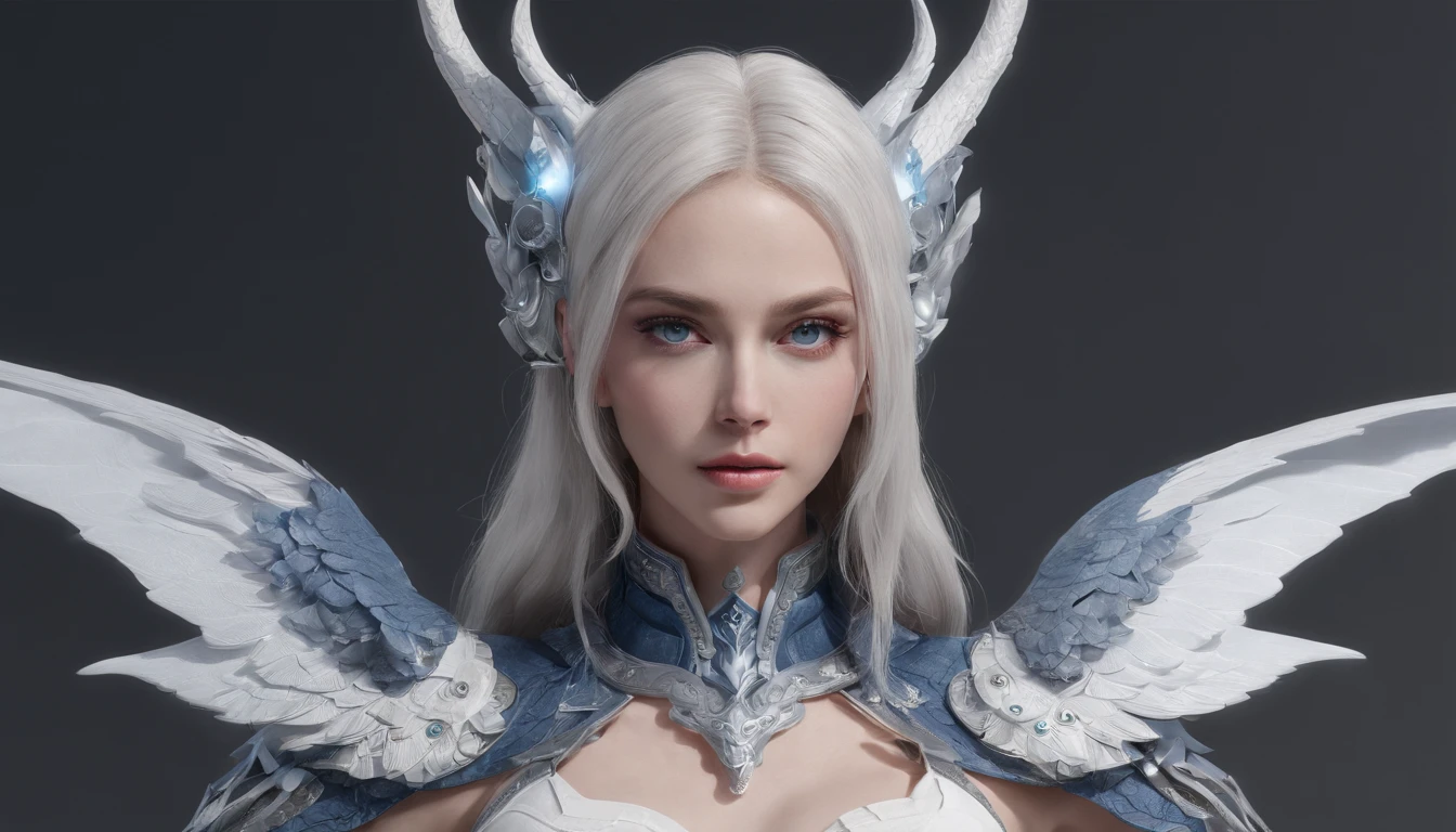 Luna Freya Knox Frey，Highest image quality，Outstanding details，超高分辨率，（Fidelity：1.4）, Favor the details，closeup cleavage，Ride a dragon，High-tech dragon knight mech，He has a delicate and beautiful face，（（Blue-white flying semi-mechanical fuselage：1.8）），Raised sexy，frontage，Cidade futuristica，Snow，themoon，mechanically aesthetic，Virtual Engine 5，Perfect detail rendering，rendering by octane，hyper HD