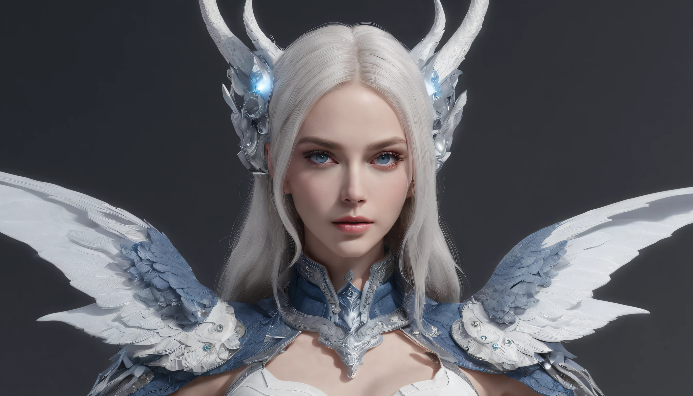 Luna Freya Knox Frey，Highest image quality，Outstanding details，超高分辨率，（Fidelity：1.4）, Favor the details，closeup cleavage，Ride a dragon，High-tech dragon knight mech，He has a delicate and beautiful face，（（Blue-white flying semi-mechanical fuselage：1.8）），Raised sexy，frontage，Cidade futuristica，Snow，themoon，mechanically aesthetic，Virtual Engine 5，Perfect detail rendering，rendering by octane，hyper HD