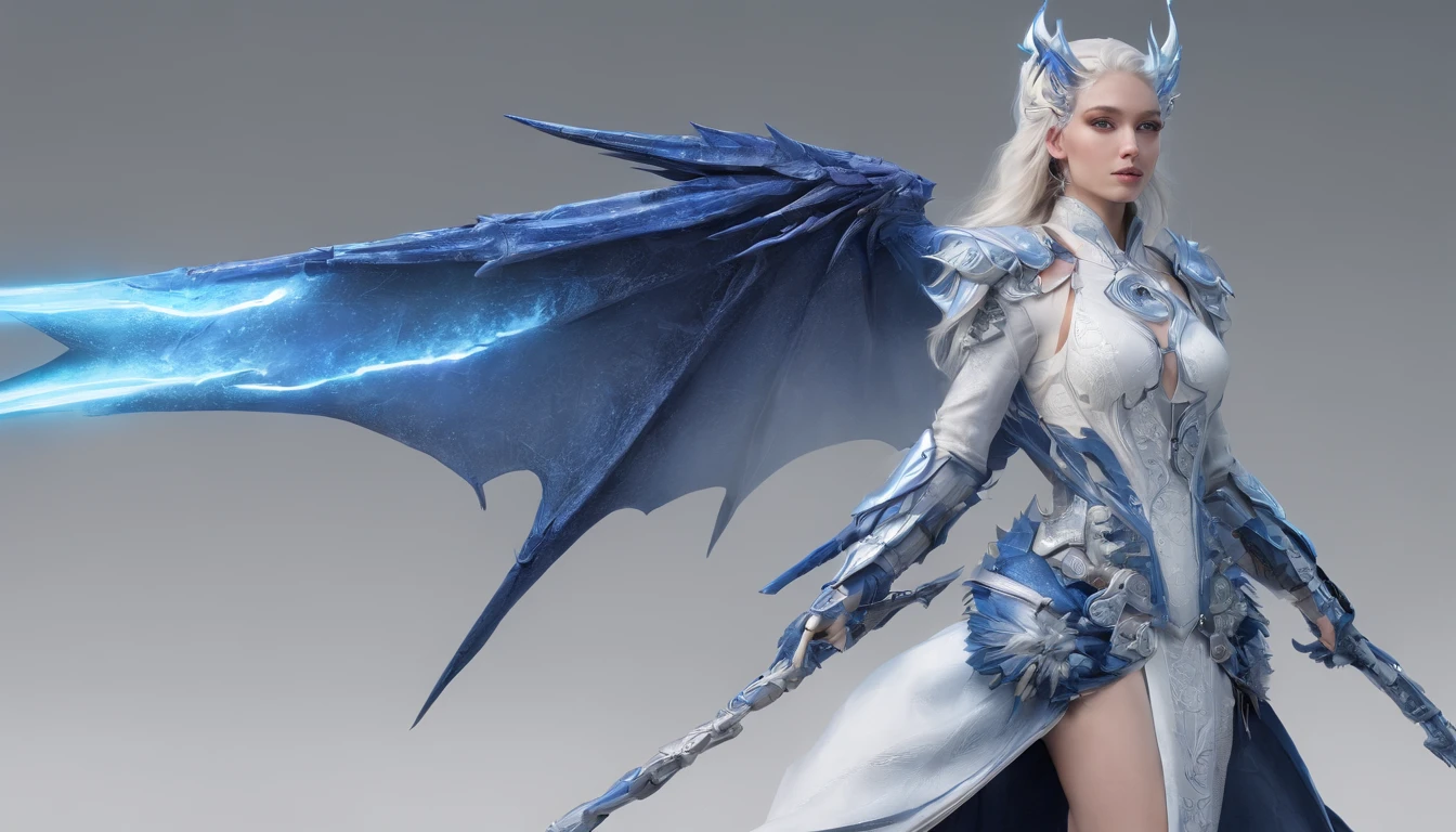 Luna Freya Knox Frey，Highest image quality，Outstanding details，超高分辨率，（Fidelity：1.4）, Favor the details，closeup cleavage，Ride a dragon，High-tech dragon knight mech，He has a delicate and beautiful face，（（Blue-white flying semi-mechanical fuselage：1.8）），Raised sexy，frontage，Cidade futuristica，Snow，themoon，mechanically aesthetic，Virtual Engine 5，Perfect detail rendering，rendering by octane，hyper HD