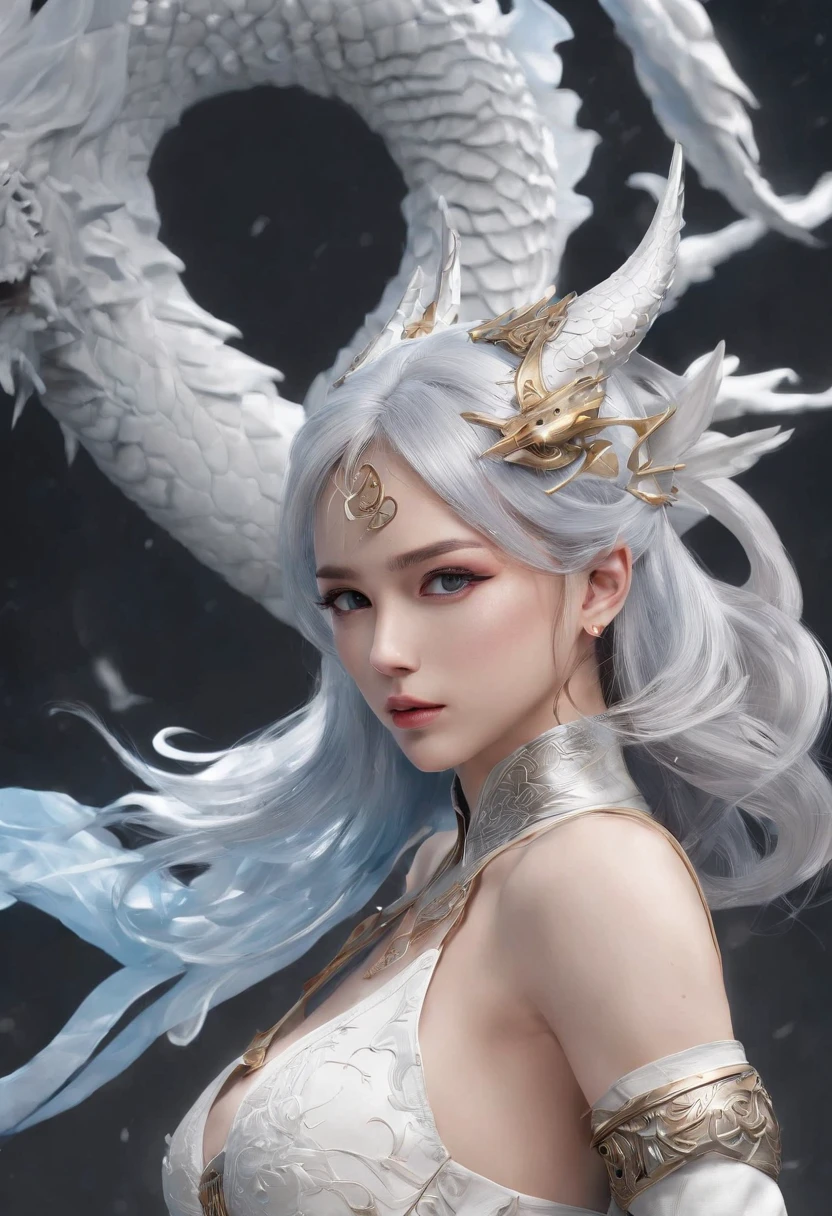 Luna Freya Knox Frey,Highest image quality,Outstanding details,超高分辨率,(Fidelity:1.4), Favor the details,closeup cleavage,Ride a dragon,High-tech dragon knight mech,He has a delicate and beautiful face,((Blue-white flying semi-mechanical fuselage:1.8)),Raised sexy,frontage,Cidade futuristica,Snow,themoon,mechanically aesthetic,Virtual Engine 5,Perfect detail rendering,rendering by octane,hyper HD,Highest image quality,Outstanding details,超高分辨率,(Fidelity:1.4), Favor the details,closeup cleavage,Ride a dragon,High-tech dragon knight mech,He has a delicate and beautiful face,((Blue-white flying semi-mechanical fuselage:1.8)),Raised sexy,frontage,Cidade futuristica,Snow,themoon,mechanically aesthetic,Virtual Engine 5,Perfect detail rendering,rendering by octane,hyper HD,动态照明,art stations,poster for,Volumetriclighting,Very detailed faces,4k wallpapers,He has a delicate and beautiful face,long hair flowing,horse tailed,Fringed Hair Ornament,Dynamic perspective,White Hanfu,White gauze flying,red waistband,Sexy,Tradition Chinese Ink Painting,Surrounded by clouds,cherry blossom,fog atmosphere,Ride a white dragon,White dragon horn,dynamic viewing angle,电影灯光