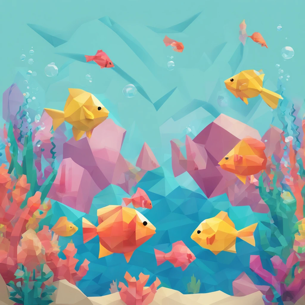 simple, vector, 4k, cheerful, flat background, illustration, under water, sea, kids background, colorful, reef, flat color, fish, seamless