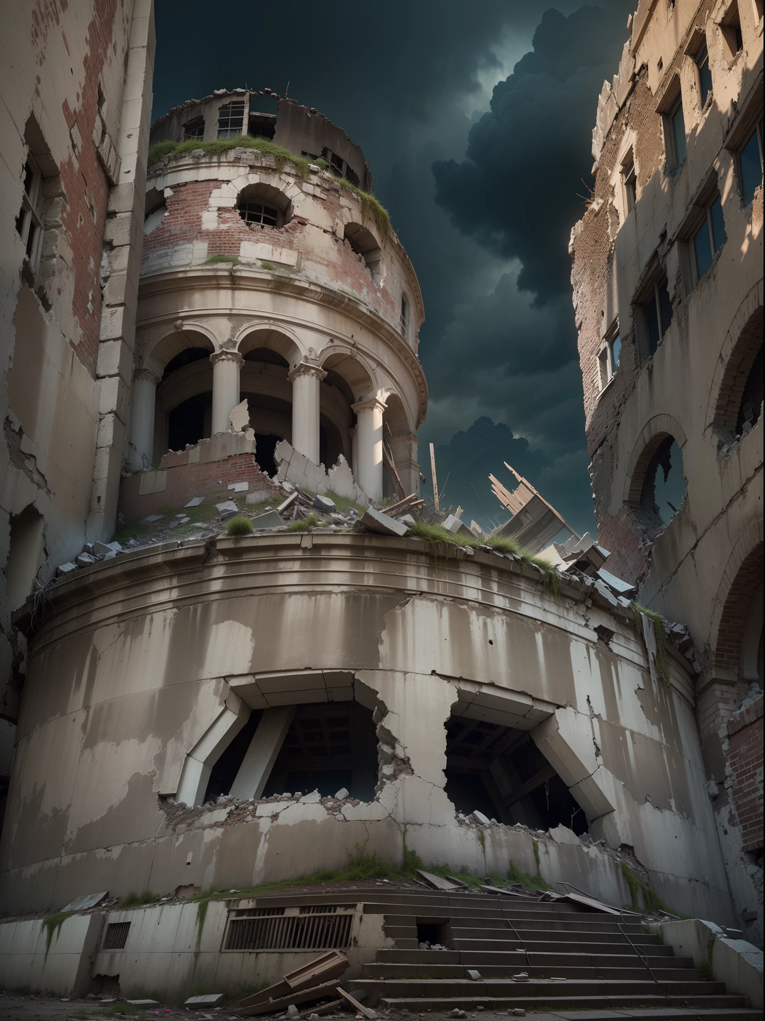 Atomic Bomb Dome, ruins, post-apocalyptic, destroyed buildings, remnants of a tragic event, decay, crumbling architecture, history, resilience, memorial site, memorial park, symbolic, devastated landscape, melancholy, survivor, silent witness, nuclear warfare, ghostly atmosphere, haunting memories, tragic past, resilient city, hope and rebirth, scarred city, eternal reminder of the horrors of war, solemnity, preservation, architectural masterpiece, UNESCO World Heritage Site, iconic landmark, peace monument, somber, shadows of the past, eerie beauty, emotional impact, skeletal structure, powerful imagery, stark contrast, historical significance, reflections on humanity, cautionary tale, perseverance. (best quality,4k,8k,highres,masterpiece:1.2),ultra-detailed,(realistic,photorealistic,photo-realistic:1.37),HDR,UHD,professional,vivid colors,concept artists,dramatic lighting.