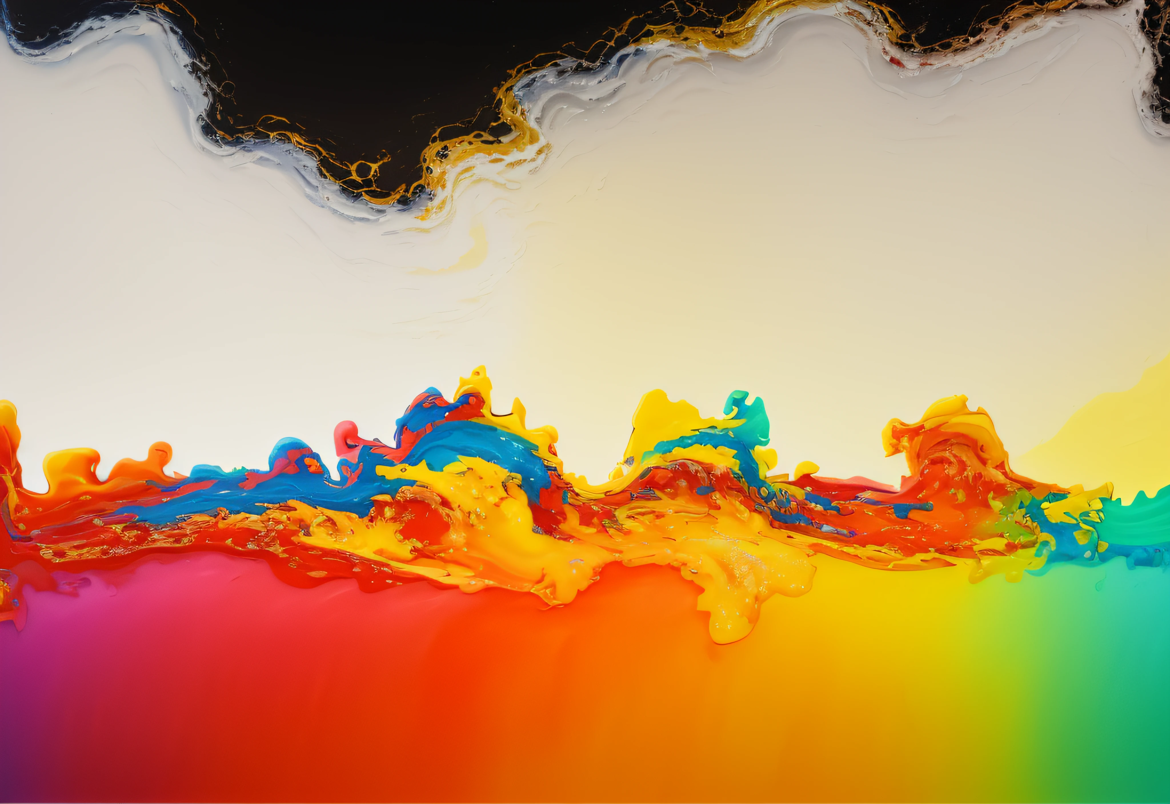 painting of a colorful wave of paint on a yellow surface, abstract liquid acrylic art, mixed liquid acrylic, paint pour smoke, pour painting art, fluid acrylic pour art, inspired by Frederic Church, paint on red velvet canvas, organic acrylic flow art, fluid acrylic, inspired by Morris Louis Bernstein, atmospheric ”, atmospheric”, inspired by Cleve Gray, acrylic pouring