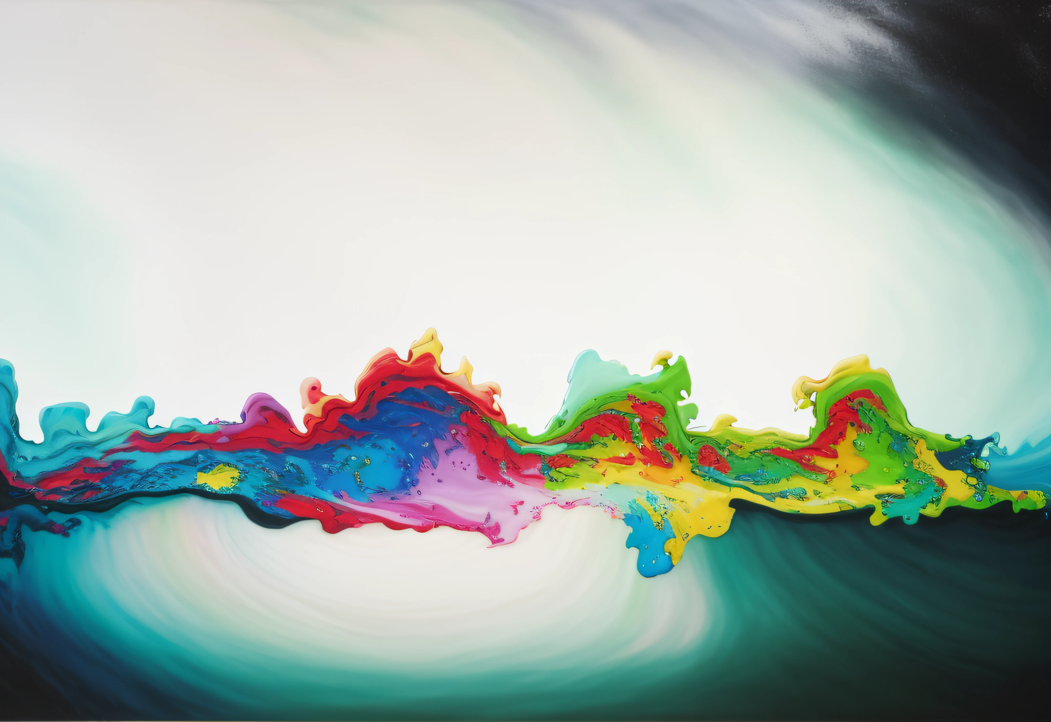 painting of a colorful wave of paint on a white surface, abstract liquid acrylic art, mixed liquid acrylic, paint pour smoke, pour painting art, fluid acrylic pour art, inspired by Frederic Church, paint on Dark Green velvet canvas, organic acrylic flow art, fluid acrylic, inspired by Morris Louis Bernstein, atmospheric ”, atmospheric”, inspired by Cleve Gray, acrylic pouring