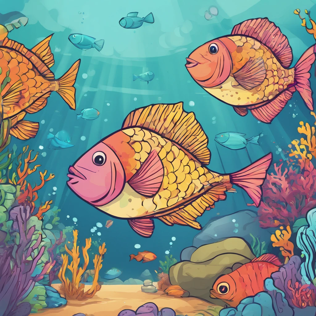 simple, vector, 4k, cheerful, flat background, illustration, under water, sea, kids background, colorful, reef, flat color, fish, seamless