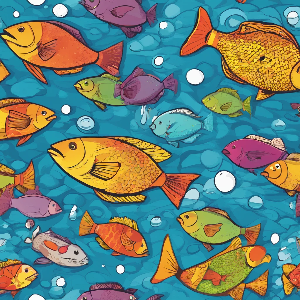 simple, vector, 4k, cheerful, flat background, illustration, under water, sea, ???? background, colorful, reef, flat color, fish, seamless