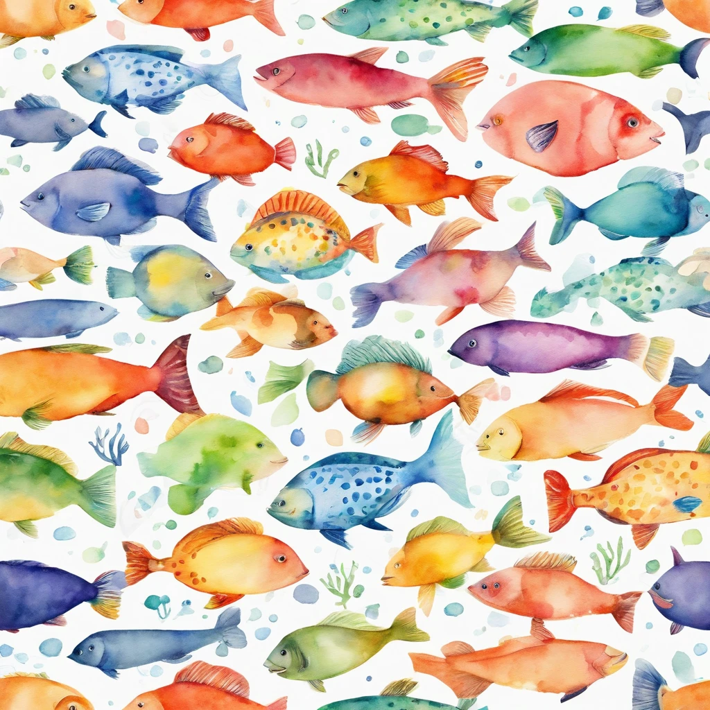 simple, vector, 4k, cheerful, flat background, illustration, under water, sea, kids background, colorful, reef, flat color, fish, seamless