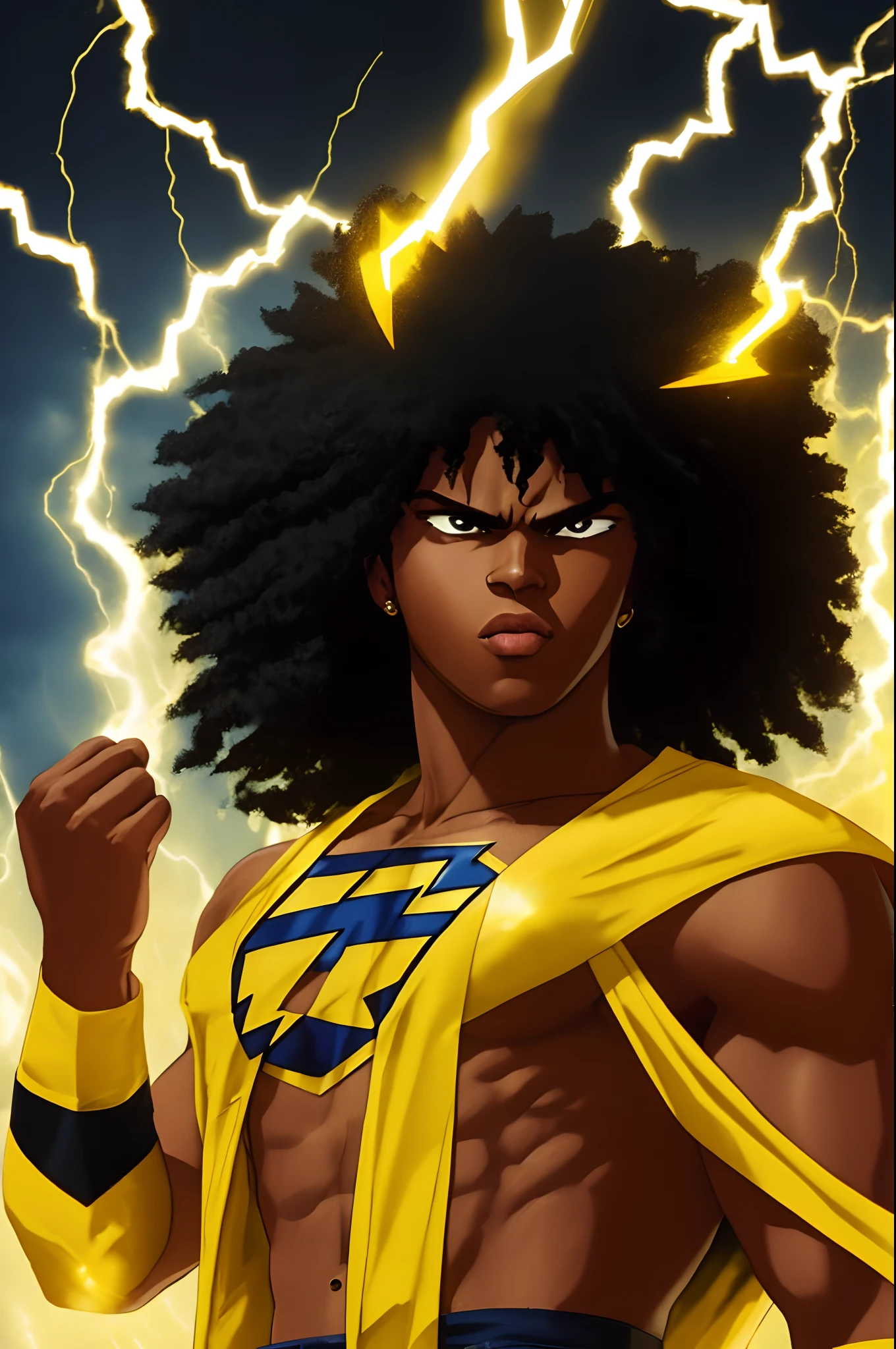 Create an image of a black ninja after an apocalypse in the future, afro cabelo caindo para frente, Rasta type but braided,tiro de corpo inteiro, tiro de corpo inteiro, vestindo um traje indiano ,African Tribule Biomechanical creature in humanoid form, A realistic 4K phoenix with orange feathers, with a serious expression and looking forward, corpo inteiro. com pele opalescente e escamas, master part, absolutamente perfeito, imagem impressionante, visualmente rico, intrinsecamente detalhado, arte conceitual, por Mschiffer, Bright holographic, cinemactic, papel de parede uhd, ......3d, octan render, Volumetric lights, corpo inteiro