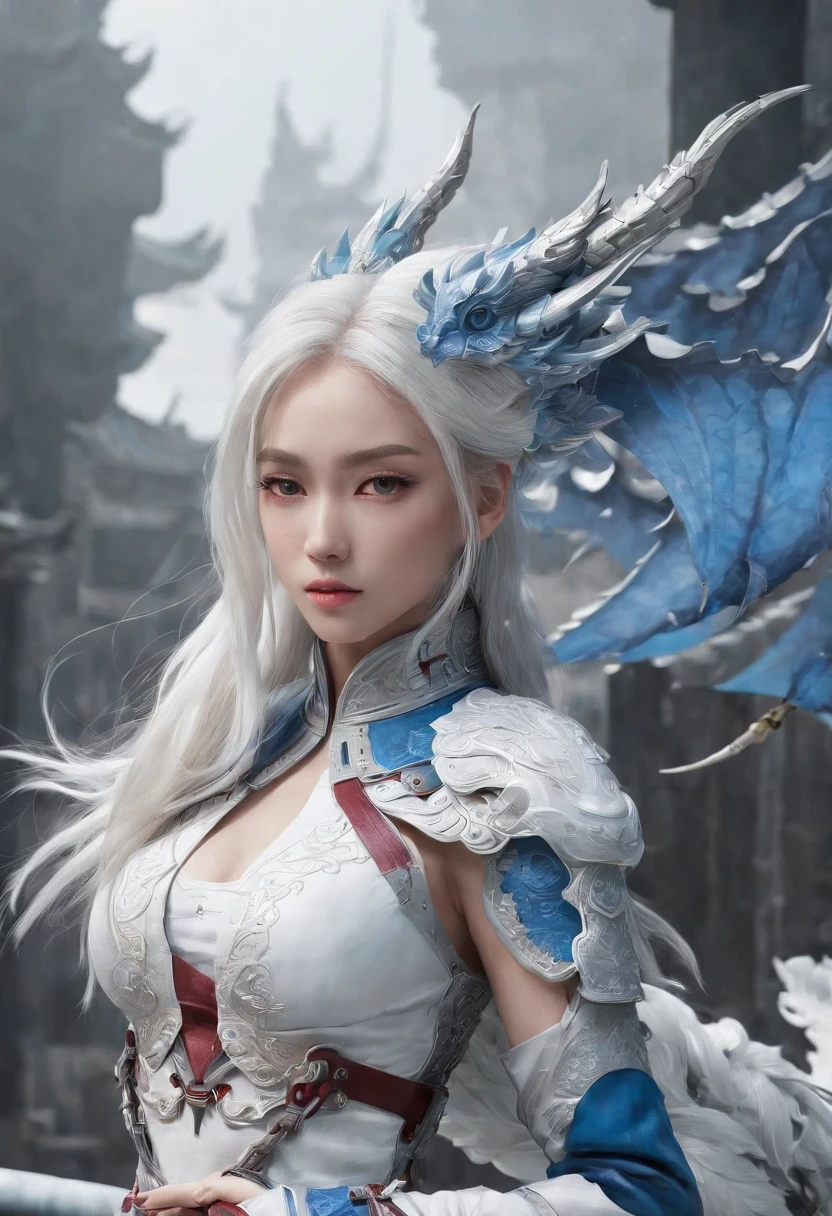Cirilla Fiona Elen Riannon，Excellent picture quality，Outstanding details，超高分辨率，（Fidelity：1.4）, Prioritize details，Split close-up，Ride the dragon，High-tech robot dragon knight，He has a gentle and beautiful face，（（Blue and white flying semi-mechanical fuselage：1.8）），enhancer，allure，Futuristic city，nevando，Luna，Mechanically beautiful，Virtual Engine 5，Perfect detail，Octane rendering，Гипер HD，Excellent picture quality，Outstanding details，超高分辨率，（Fidelity：1.4）, Prioritize details，Split close-up，Ride the dragon，High-tech robot dragon knight，He has a gentle and beautiful face，（（Blue and white flying semi-mechanical fuselage：1.8）），enhancer，allure，Futuristic city，nevando，Luna，Mechanically beautiful，Virtual Engine 5，Perfect detail，Octane rendering，Гипер HD，动态照明，art  stations，poster for，voluminous lighting，Very detailed faces，4k wallpaper，He has a gentle and beautiful face，Long flowing hair，pony tails，Fringed Hair Ornament，Dynamic perspective，White Hanfu，White gauze flying，Red belt，Sexy，The tradition of Chinese ink painting，surrounded by cloud，cherry blossom，fog atmosphere，Ride the white dragon，White dragon horn，dynamic viewing angle，电影灯光