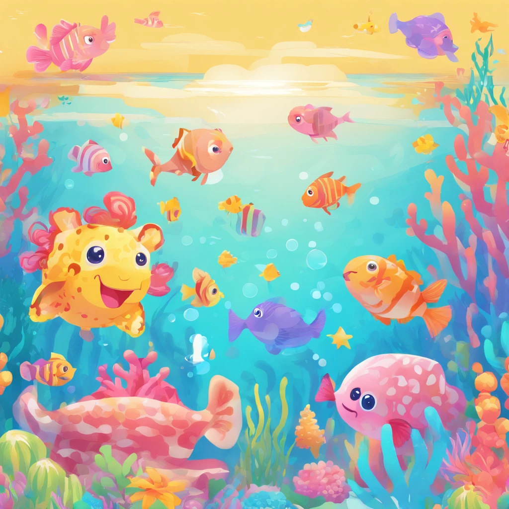 simple, vector, 4k, cheerful, flat background, illustration, under water, sea, kids background, colorful, reef, flat color, seahorse, seamless