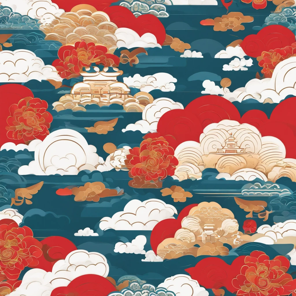 Auspicious clouds,China-style,The colors are bright and rich