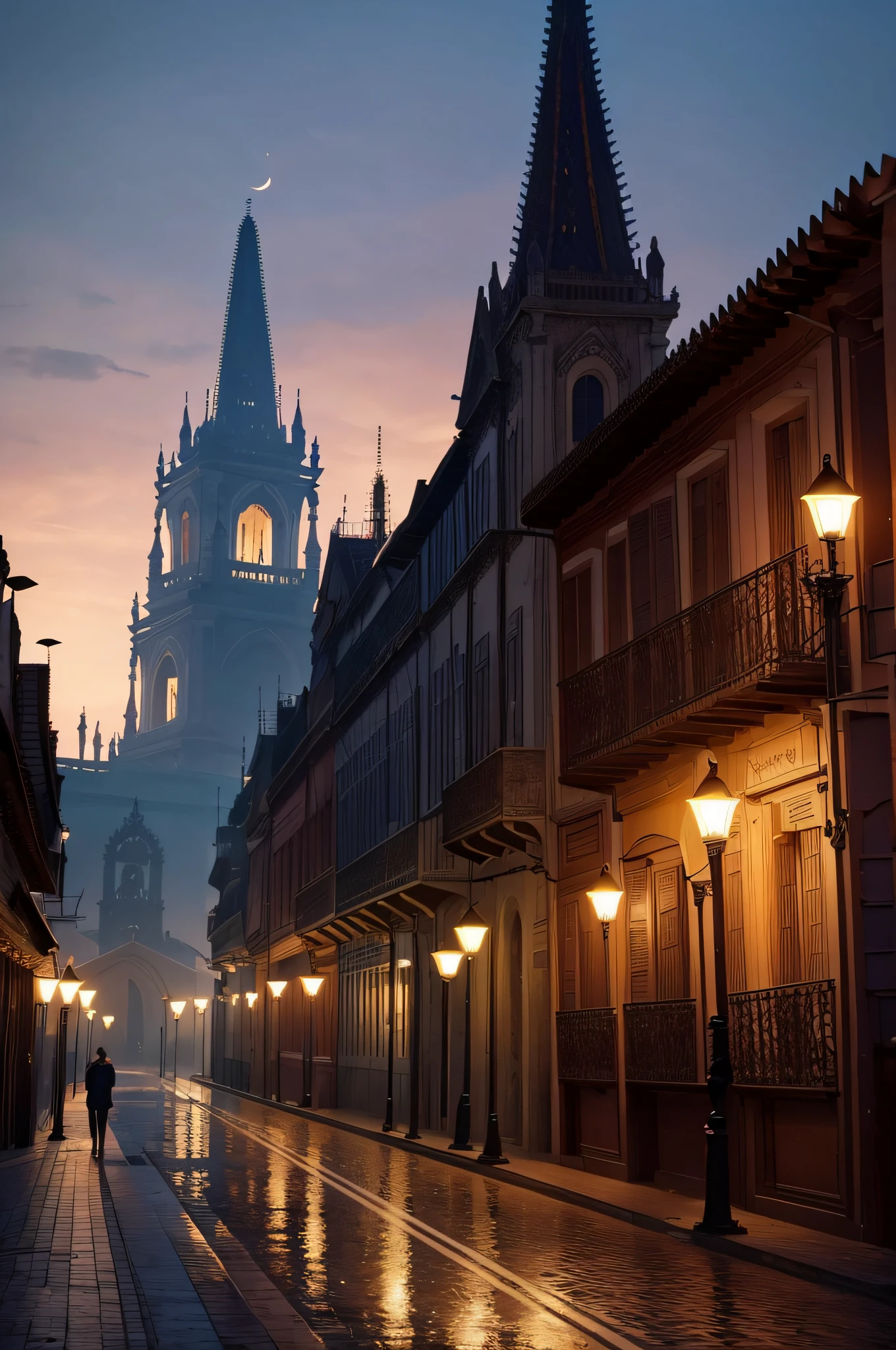 ( UHD ), ( 8k ), ( Perfect ambient lighting ), ( cores vivas ), ( Building the perfect setting ), ( Textura real ), ( obra prima ), Cidade das vampiras, cidade obscura, muitas vampiras sexy, nascer da Lua Vermelha, forte chuva, Sky with intricate rays, Fluttering wind, cidade das lindas vampiras sedutoras