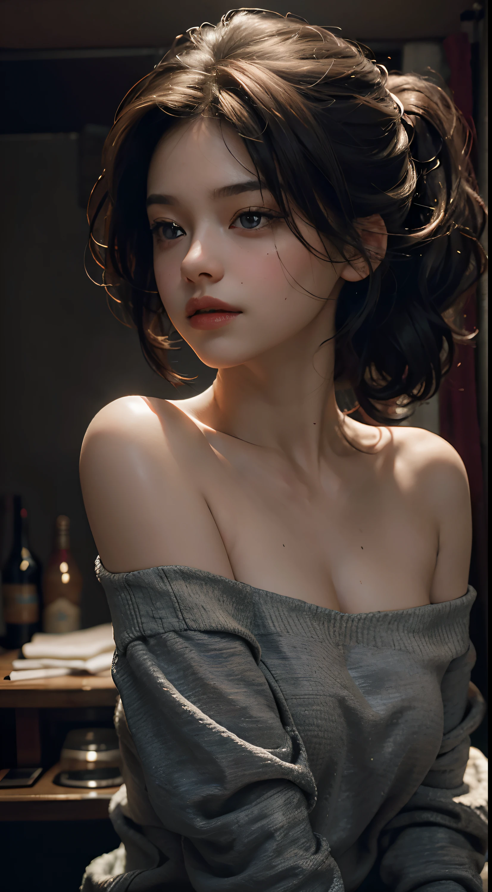((Highest quality)), ((masterpiece)) ,((one girl)), (detailed),((in the Library )), ((One girl)), ((nude)),naked,((13 years old)),((flat chest:1.6)), (stare at viewer with stern eyes:1.5),((one girl)),(bitting own lip:1.1),(angry:0.9),nose blush,(shamefull:1.2),(bob cut hair),surprised, ((beautiful realistic face)),((A bow tie)),Beautiful Korean Women, Beautiful young Korean woman, Young and adorable Korean face, Gorgeous Young Korean Woman, Korean Girls, Girl cute beautiful face, Portraits of Korean female idols, Young and pretty Asian face, Cute natural anime face,Asian pretty face,((finely detailed face)),((glistening eyes)),((glistening eyes )),((large eyes)),(( pretty eyes)),(detailed),Perfect Face,((One girl)), ((clear eyes)),((show nipples)),((beautiful skin)), don't wear anything ,((show nipples)),(upper body),((naked)),((sweat, blush, closed
eyes:1.2, open mouth1.4, watery eyes:1.7 tearful:1.3))