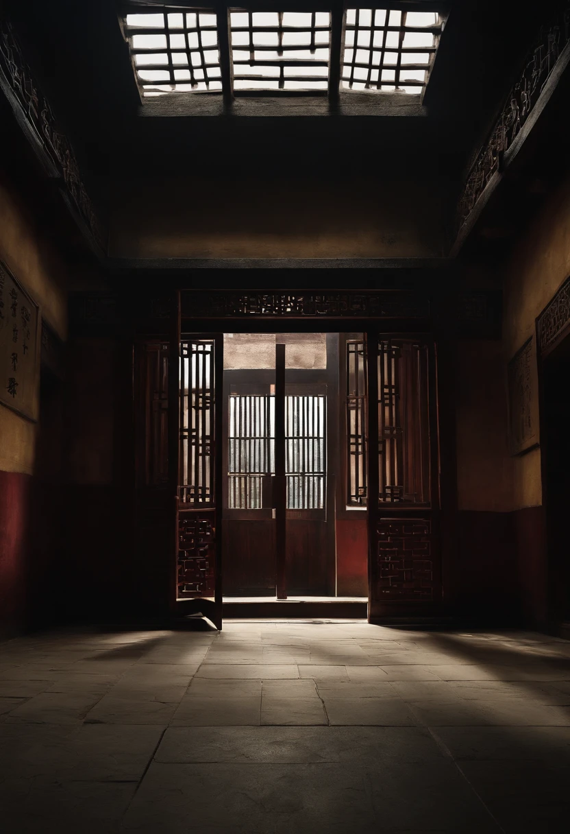 Traditional Chinese prison.alone,desolate,secluded.dark