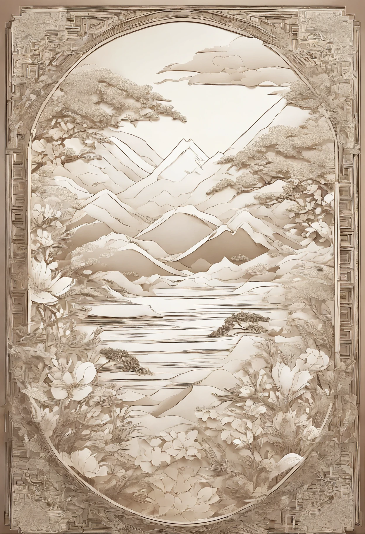 Field with beautiful flowers (close-up cleavage), meditate, Zazen, A meditative (Chinese landscape painting), (ink and watercolor painting), (8k wallpaper), (Light and Shadow Effect), rendering by octane, White balance design, Extremely detailed image representation, Wide angles, depth of fields, masterpiece, realistic, beautifully portrayed, a detailed, accurate, Masterpieces, masterpiece”