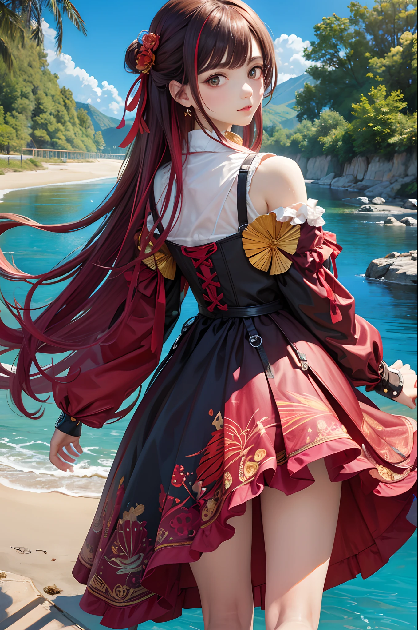 (masterpiece, top quality, official art:1.2),(colorful),looking at the viewer,1girl, portait, solo, floating colorful water