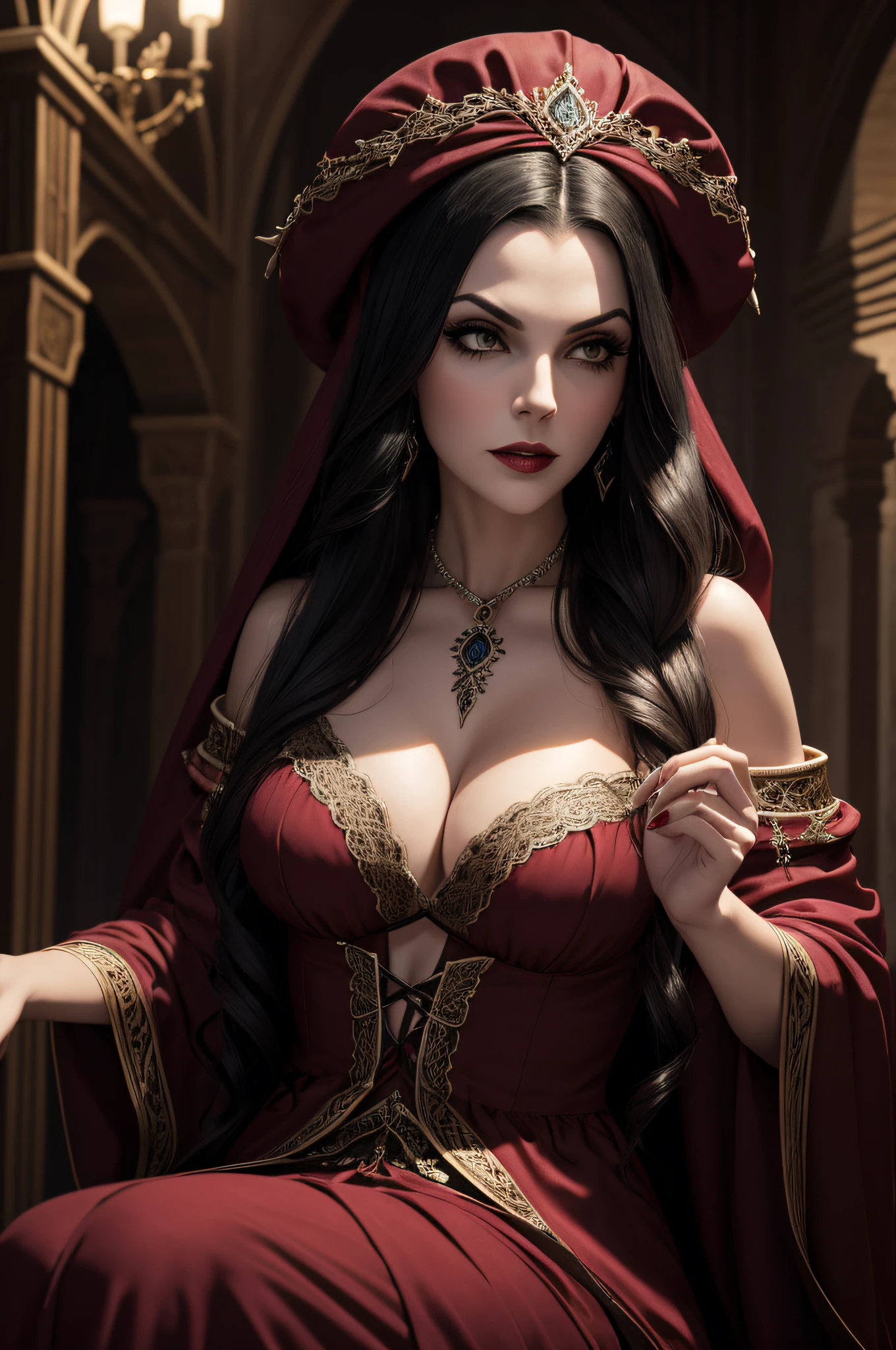 ( UHD ), ( 8k ), ( perfect lighting ), ( cores vivas ), ( texturas reais ), ( Construction of the body of the delicate characters ), ( obra prima ), Harem of beautiful vampires, sexy arabic robes, fluttering tunics, cabelos lisos, flowing hair, sangue nas vestes, rosto famintos pela presa, victim on the ground, vampira sugando sangue, Dark castle setting