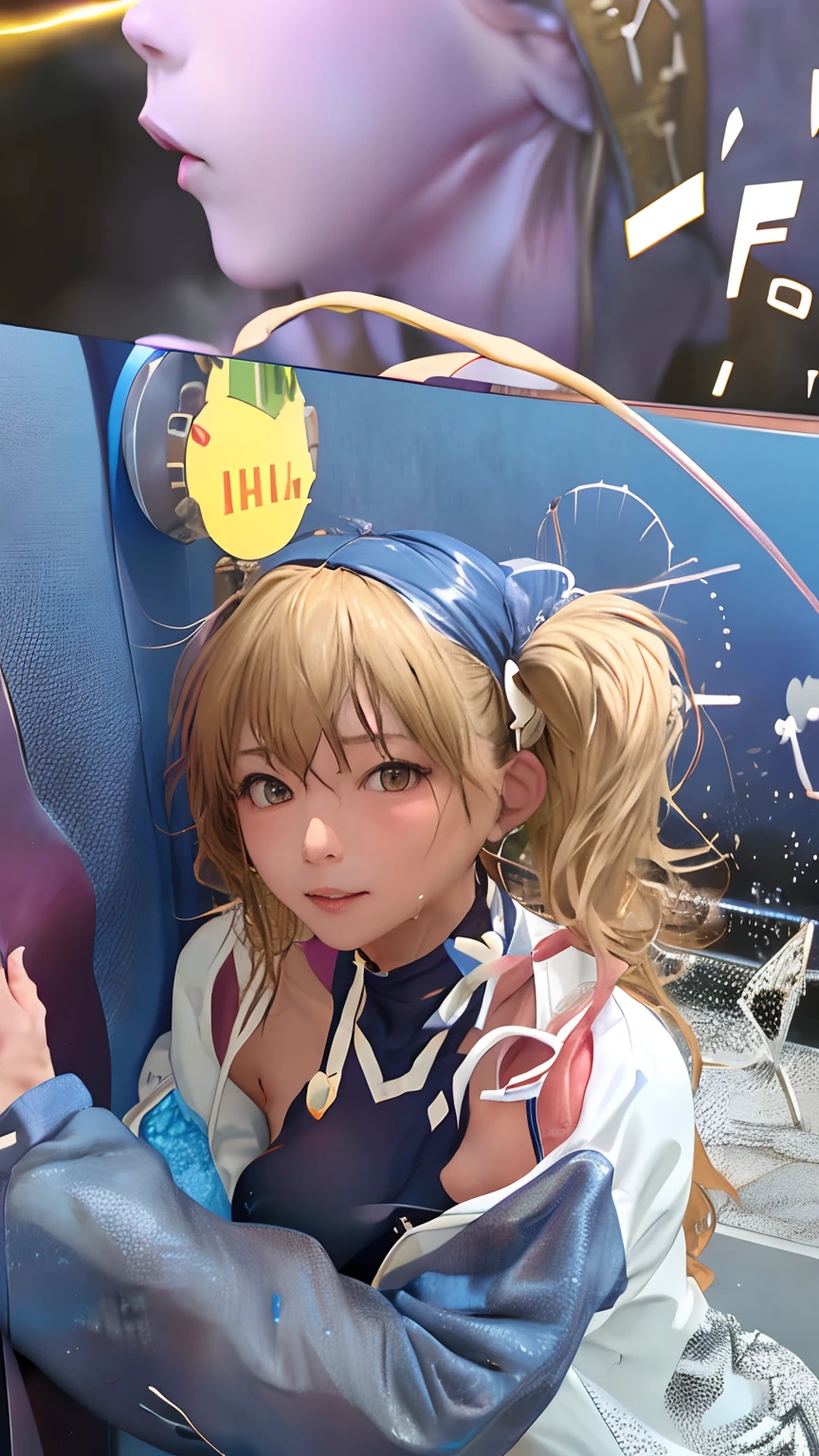 (masterpiece、top-quality、hight resolution、Official art、Beautifully Aesthetic:1.2)、(8K:1.4)、(1girl in)、ighly detailed:1.4、Best Quality、。.。.。.。.3D、(Photorealsitic:1.4)、Realistic、colourfull、highestdetailed、face perfect、(Beautiful hairstyle:1.2)、(Platinum Blonde Hair:1.4)、The upper part of the body、nffsw、(doa:1.3)、(Cosplay:1.5)、(cleavage of the breast:1.2)、striking visuals、Bedroom、(Fractal space:1.4)、(Dynamic streaks、Bright trajectory:1.2)、vivd colour、(((NSFW:1.8)))