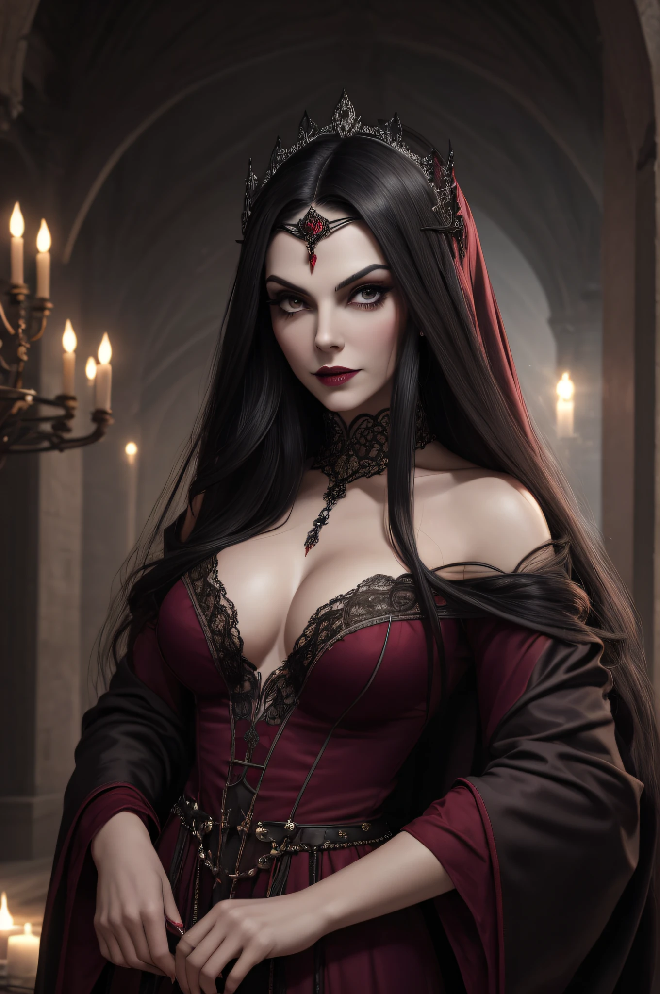 ( UHD ), ( 8k ), ( perfect lighting ), ( cores vivas ), ( texturas reais ), ( Construction of the body of the delicate characters ), ( obra prima ), Harem of cute vampires, sexy Arabian robes, fluttering tunics, cabelos lisos, flowing hair, sangue nas vestes, rosto famintos pela presa, victim on the ground, vampira sugando sangue, dark castle setting