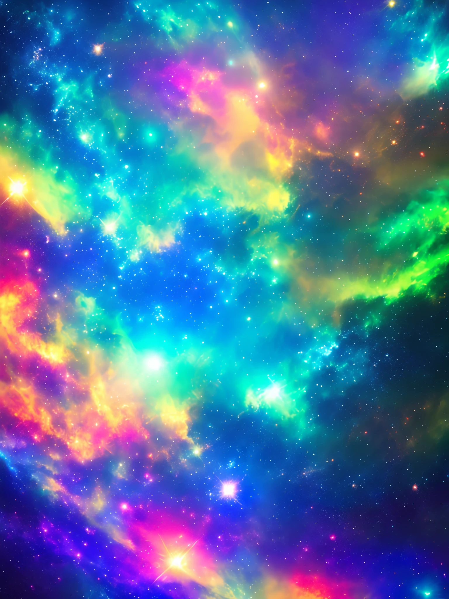 Futuristic landscape, galaxy, multicolor and movement