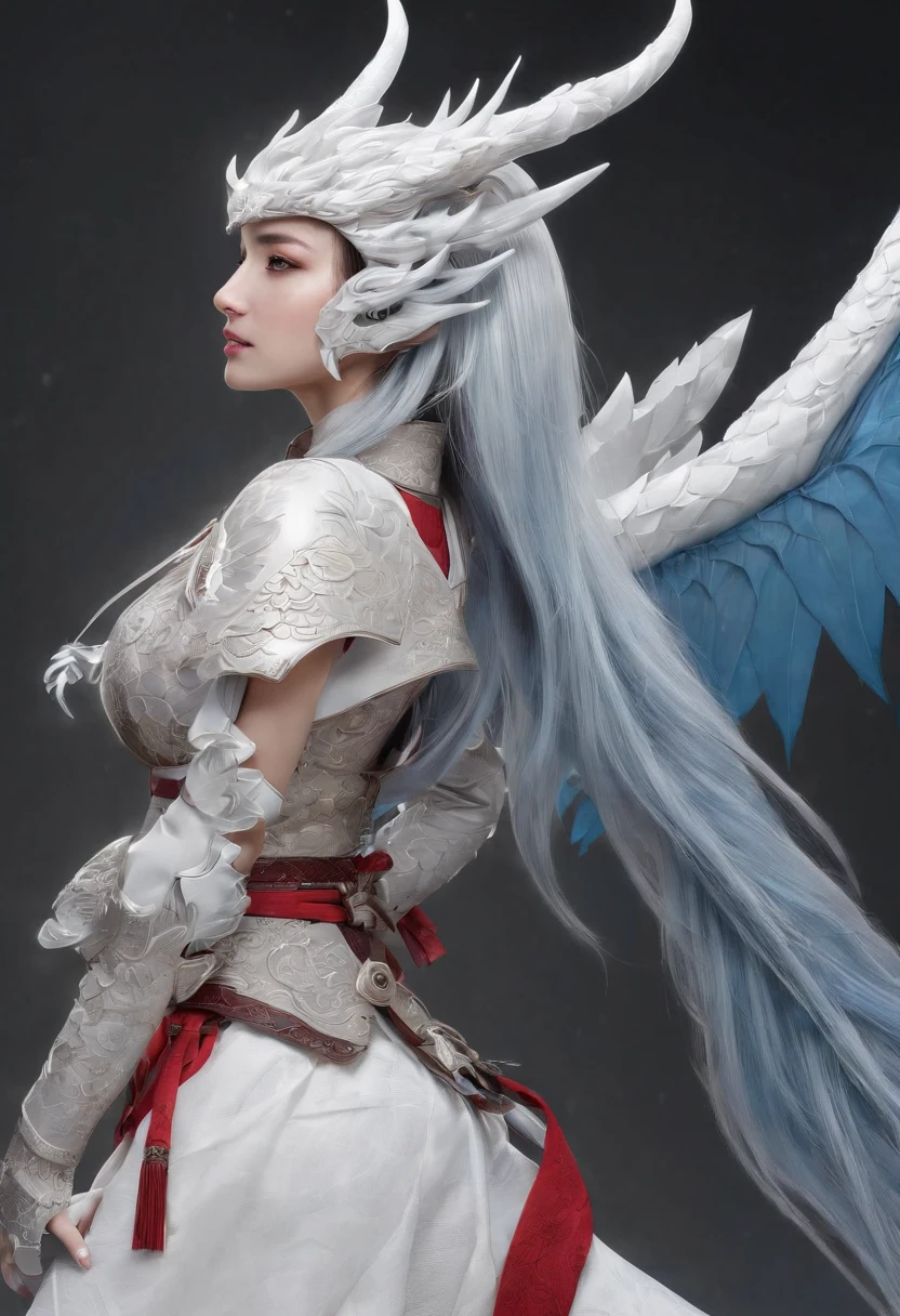 Cirilla Fiona Elen Riannon，Excellent picture quality，Outstanding details，超高分辨率，（Fidelity：1.4）, Prioritize details，Split close-up，Ride the dragon，High-tech robot dragon knight，He has a gentle and beautiful face，（（Blue and white flying semi-mechanical fuselage：1.8）），enhancer，allure，Futuristic city，nevando，Luna，Mechanically beautiful，Virtual Engine 5，Perfect detail，Octane rendering，Гипер HD，Excellent picture quality，Outstanding details，超高分辨率，（Fidelity：1.4）, Prioritize details，Split close-up，Ride the dragon，High-tech robot dragon knight，He has a gentle and beautiful face，（（Blue and white flying semi-mechanical fuselage：1.8）），enhancer，allure，Futuristic city，nevando，Luna，Mechanically beautiful，Virtual Engine 5，Perfect detail，Octane rendering，Гипер HD，动态照明，art  stations，poster for，voluminous lighting，Very detailed faces，4k wallpaper，He has a gentle and beautiful face，Long flowing hair，pony tails，Fringed Hair Ornament，Dynamic perspective，White Hanfu，White gauze flying，Red belt，Sexy，The tradition of Chinese ink painting，surrounded by cloud，cherry blossom，fog atmosphere，Ride the white dragon，White dragon horn，dynamic viewing angle，电影灯光