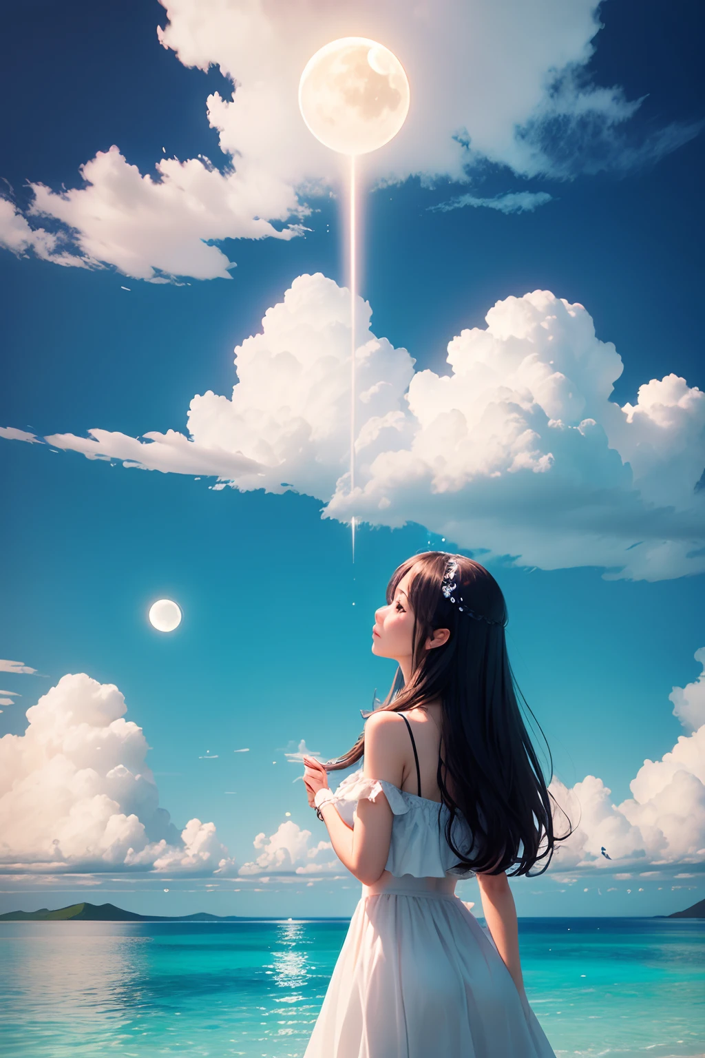 Island near, sky so clear, Moon for love, Fairy tear, Cloud above 24k
